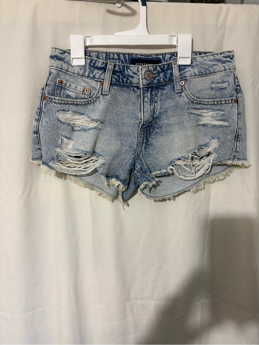 Aeropostale Light Wash Distressed Denim Cutoff Shorts